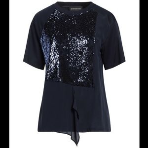 SPORTMAX CODE Navy Sequins Blouse Top M